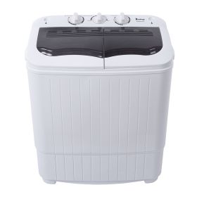 Compact Twin Tub with Built-in Drain Pump XPB35-ZK35 14.3(7.7 6.6)lbs Semi-automatic Gray Cover Washing Machine