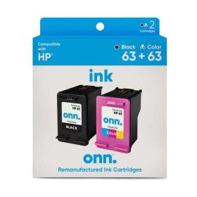 onn. Remanufactured HP 63 Black & Tri-Color Inkjet Cartridges 2-Pack