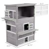 PawHut 3-Story Cat House Feral Cat Shelter, Outdoor Kitten Condo with Raised Floor, Asphalt Roof, Escape Doors, Jumping Platforms, Grey