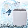 Compact Twin Tub with Built-in Drain Pump XPB35-ZK35 14.3(7.7 6.6)lbs Semi-automatic Gray Cover Washing Machine