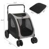 Dog Stroller for Medium to Large Dogs, Foldable Dog Wagon with 4 Wheels, Adjustable Handle, Bid Dog Jogger Stroller, Grey