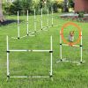 PawHut 3PC Dog Agility Equipment Set, Obstacle Course Exercise for Dog Include Adjustable Hurdle, Hoop, Weave Poles and Carry Bag