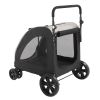 Dog Stroller for Medium to Large Dogs, Foldable Dog Wagon with 4 Wheels, Adjustable Handle, Bid Dog Jogger Stroller, Grey