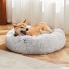 Anti-Slip Round Fluffy Plush Faux Fur Cat Bed,extra large gray