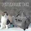 Cat Dog Carrier with Wheels Airline Approved Rolling Pet Carrier with Telescopic Handle Shoulder Strap