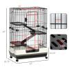 PawHut 4-Level Small Animal Cage Rabbit Hutch with Wheels, Removable Tray, Platform and Ramp for Bunny, Chinchillas, Ferret, Black