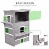 PawHut 3-Story Cat House Feral Cat Shelter, Outdoor Kitten Condo with Raised Floor, Asphalt Roof, Escape Doors, Jumping Platforms, Grey