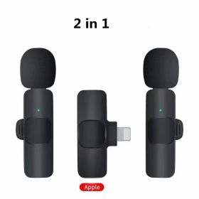 Wireless Lavalier Microphone Portable Audio Video Recording Mini Mic For I Phone Android Long Battery Life Live Broadcast Gaming (Option: 2in1 for IOS)